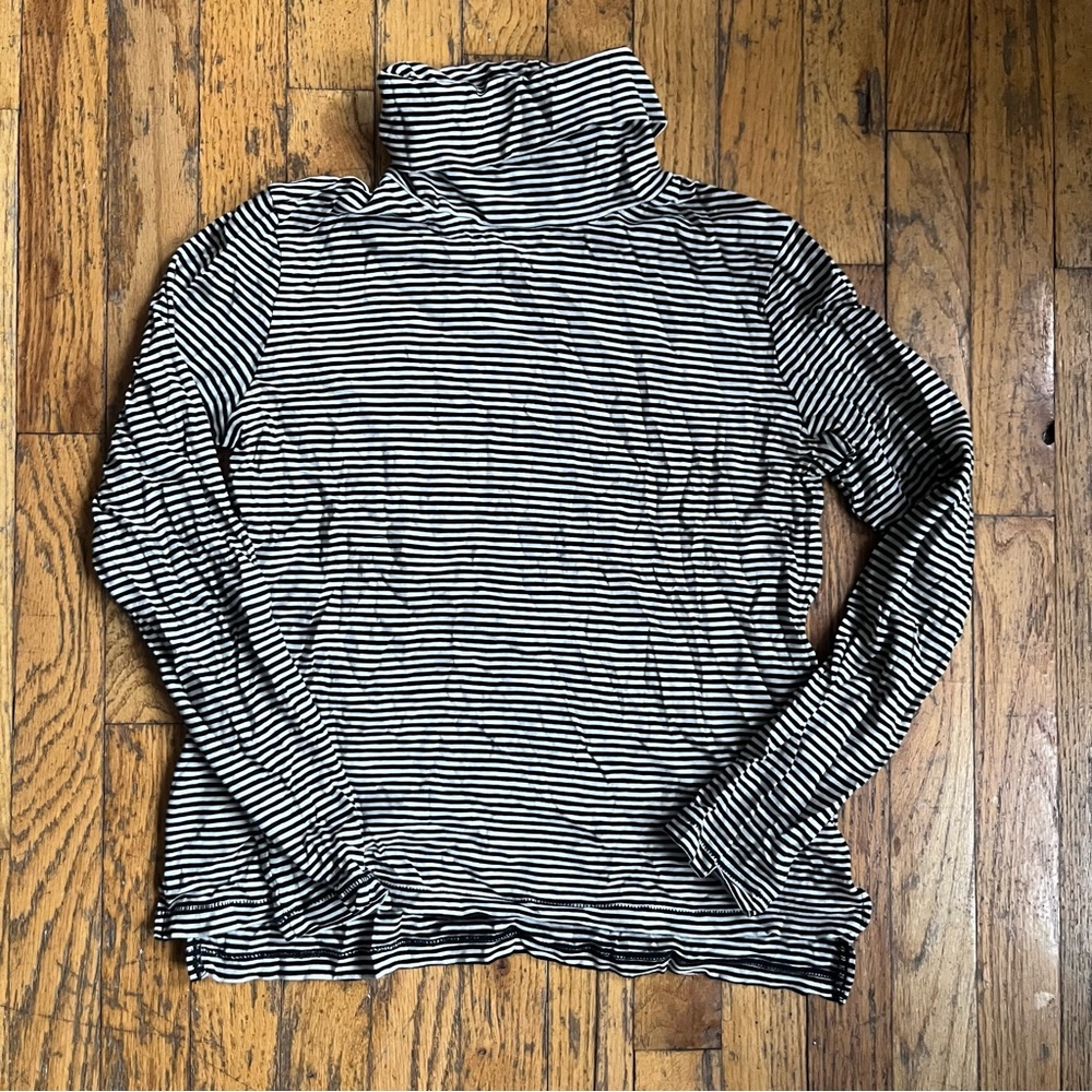 black and white striped whisper turtleneck